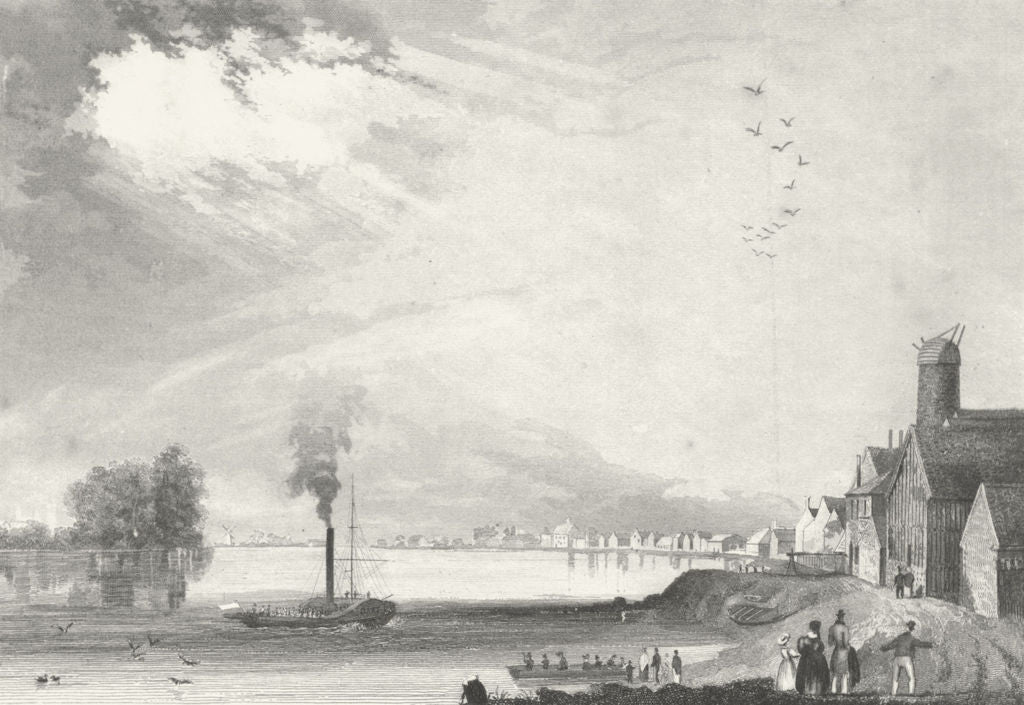 LINCS. Ferry, Trent. Saunders Print 1836 old antique vintage picture